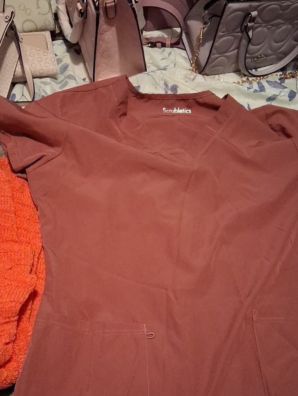 Scrubletics V-Neck Medical Scrub Top in Dusty Rose